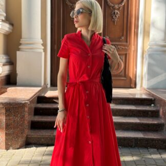 Довга котонова сукня на гудзиках