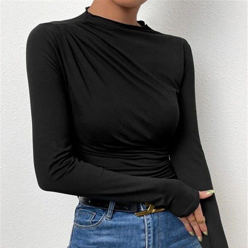 Базовий жіночий лонгслів з драпіруванням - Зображення 13