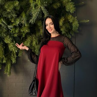 Вечірня сукня з прозорими рукавами