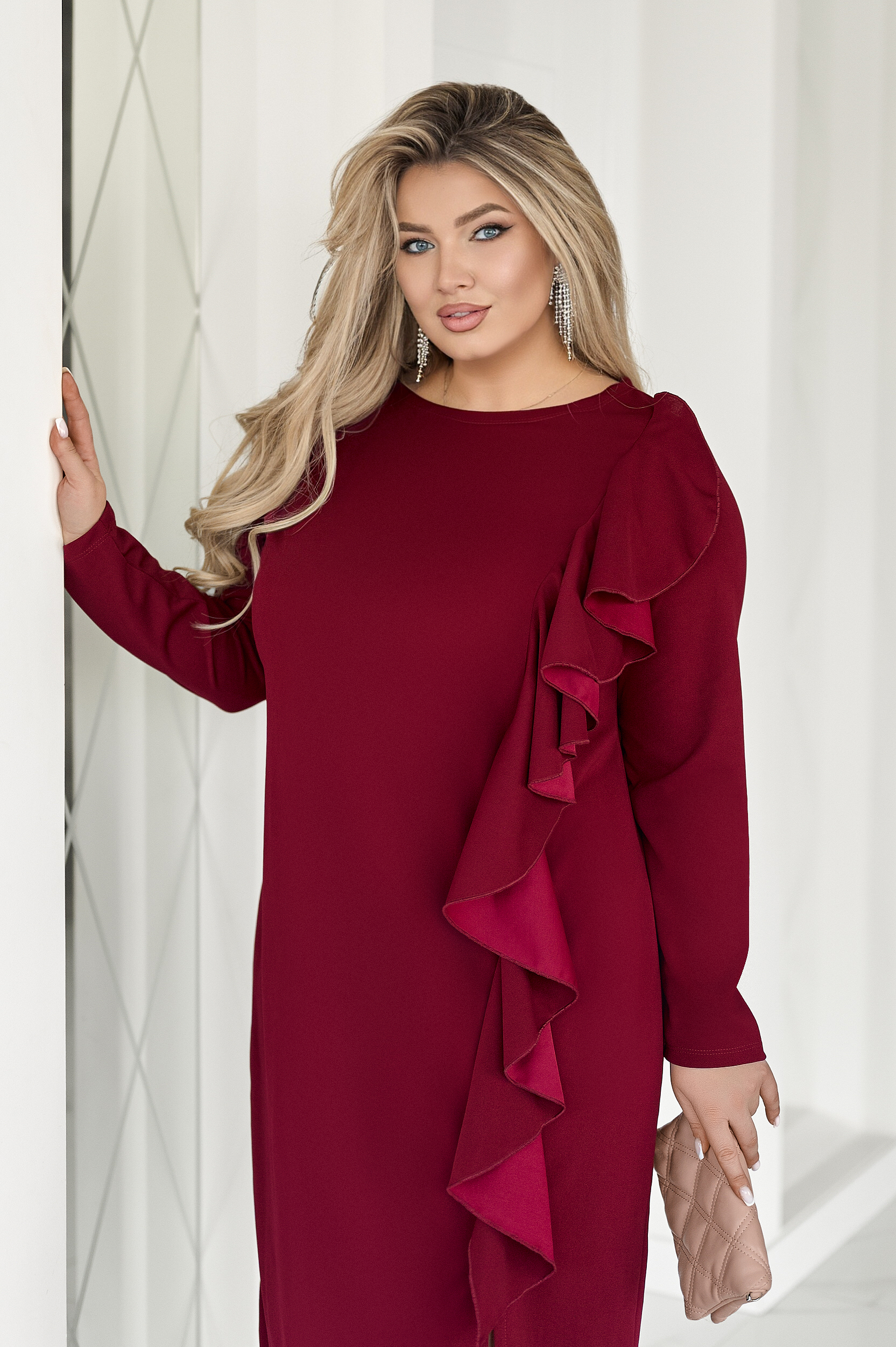 Приталена сукня міді з воланом - Зображення 5