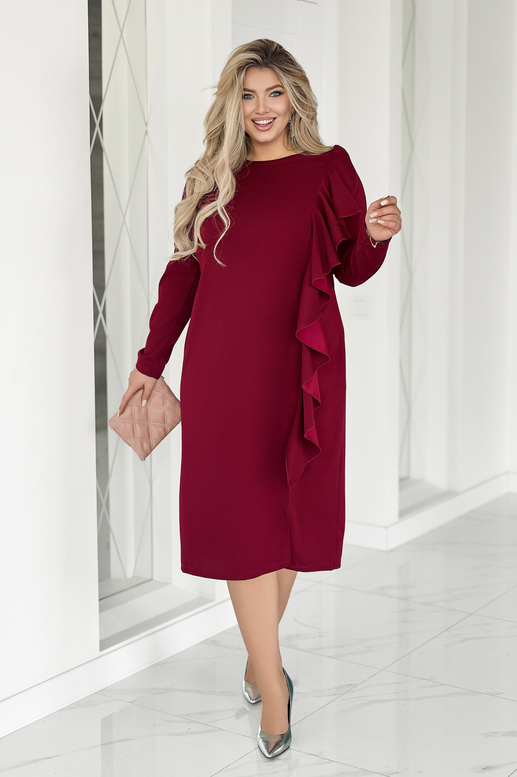 Приталена сукня міді з воланом - Зображення 3