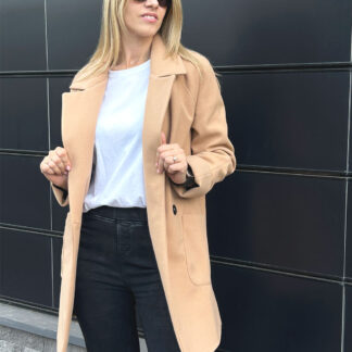 Кашемірове  пальто з накладними кишенями