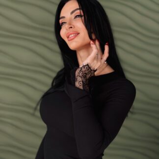 Лонгслів рубчик з мереживом